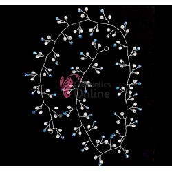 Accesoriu modern pentru decor par WED07LL Argintiu cu cristale de 80cm + 5 agrafe